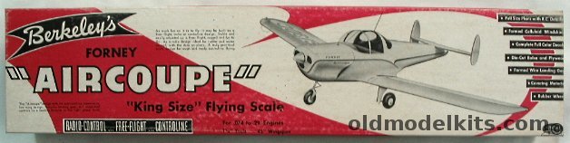 Berkeley 1/8 Forney Aircoupe 'King Size' RC Flying Model Airplane Kit, 3-7 plastic model kit